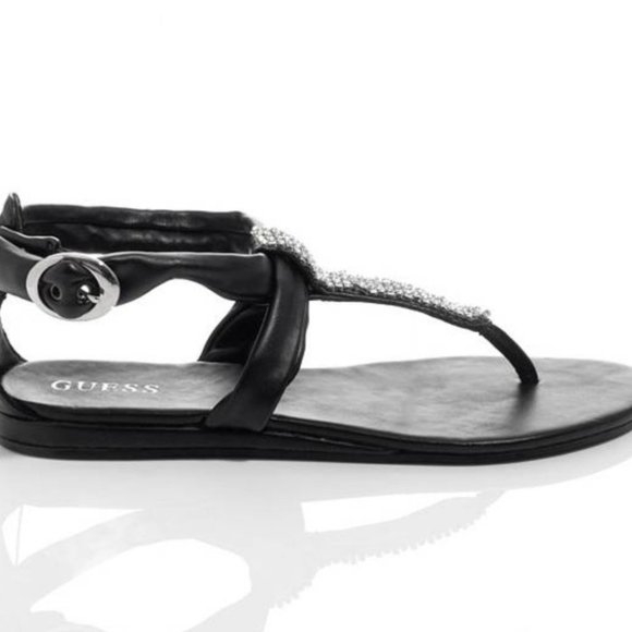 Guess Black Shimmer Bling Sandals GELLAR FLIP FLOP - Picture 3 of 8